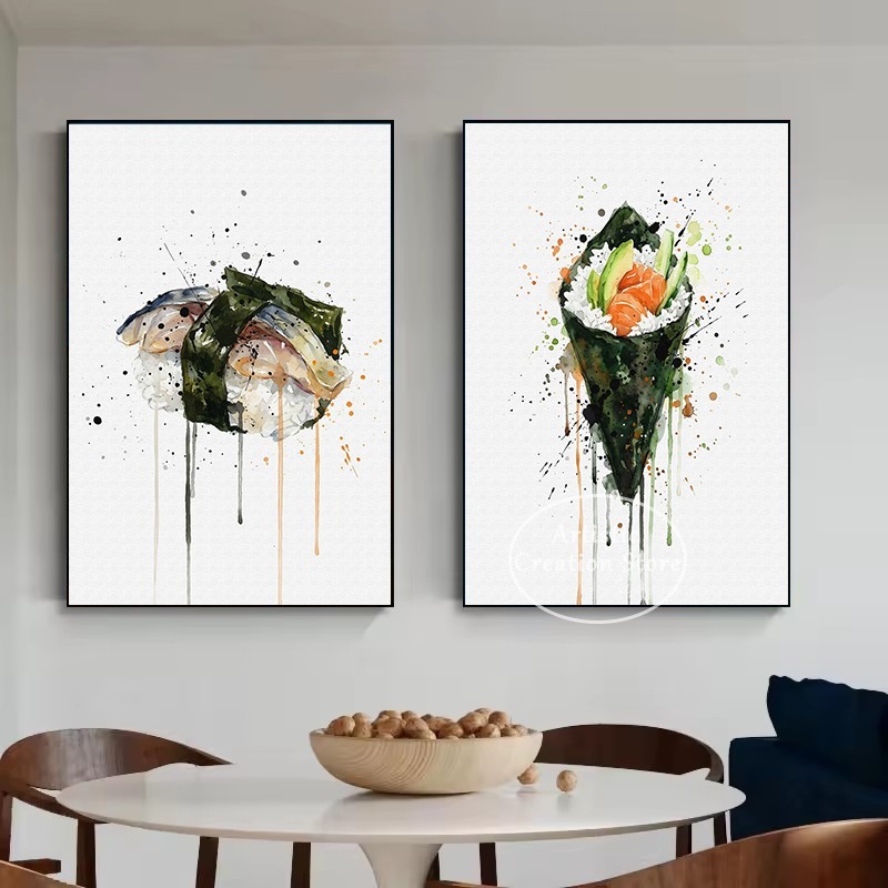 لوحة قماشية بألوان مائية تصور  - مراجعة Japanese Food Lifestyle وسعره